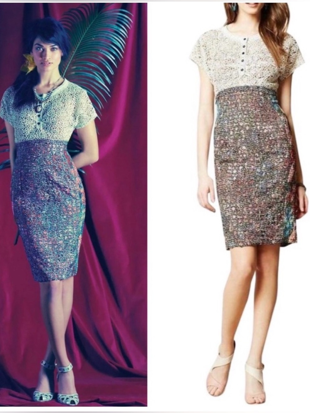 Anthropologie Byron Lars Multicolor Lace Study Dress size 12